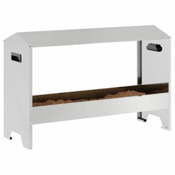 vidaXL H&uuml;hnerf&uuml;tterungsrinne Silber 81 x 32 x 53,5 cm Verzinkter Stahl
