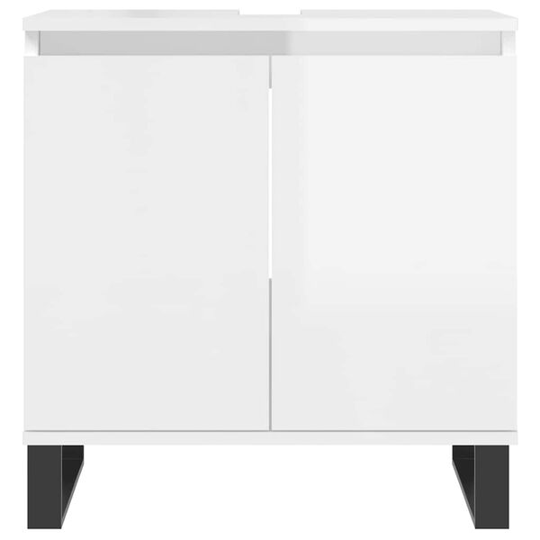 vidaXL Badschrank Hochglanz-Weiß 58x33x60 cm Holzwerkstoff