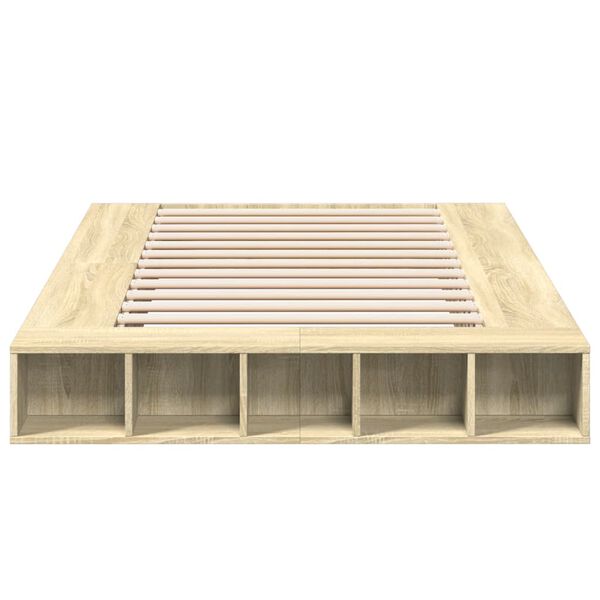 vidaXL Bettgestell Sonoma-Eiche 135x190 cm Holzwerkstoff