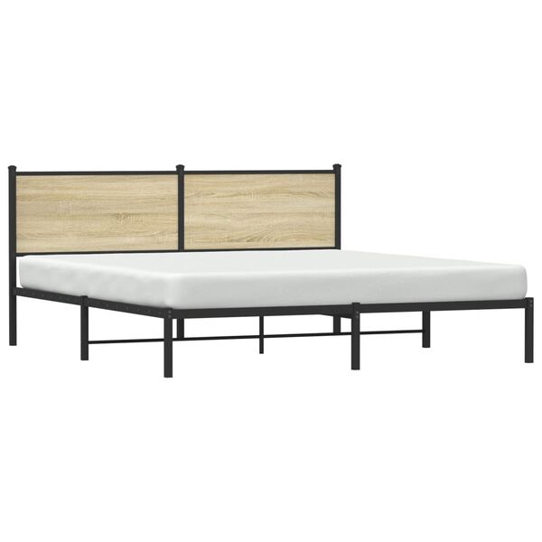 vidaXL Metallbett ohne Matratze Sonoma-Eiche 183x213 cm