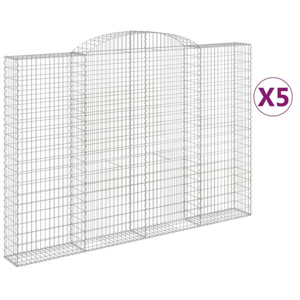 vidaXL Gabionen mit Hochbogen 5 Stk. 300x30x200/220cm Verzinktes Eisen