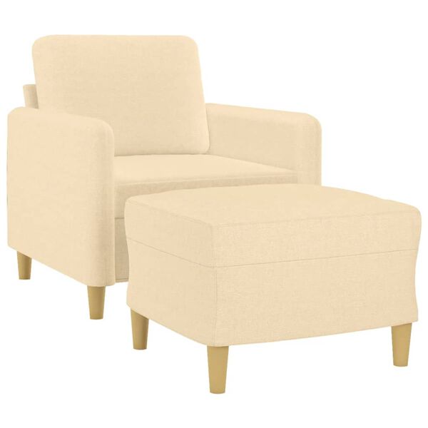 vidaXL Sessel mit Hocker Creme 60 cm Stoff