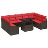 vidaXL Sofa Set 10 stk. 9-Sitzanzahl Braun und Rot Poly-Rattan