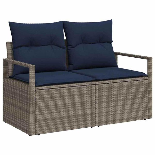 vidaXL Garten-Sofa mit Kissen 120 x 62 x 69 cm Poly-Rattan