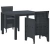 vidaXL Garten Essgruppe 3 pcs Anthrazit Polt Rattan