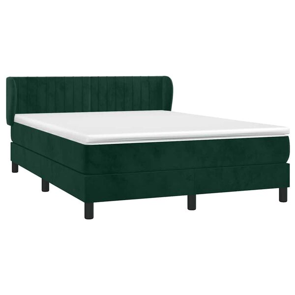 vidaXL Boxspringbett mit Matratze Dunkelgr&uuml;n 140x190 cm Samt