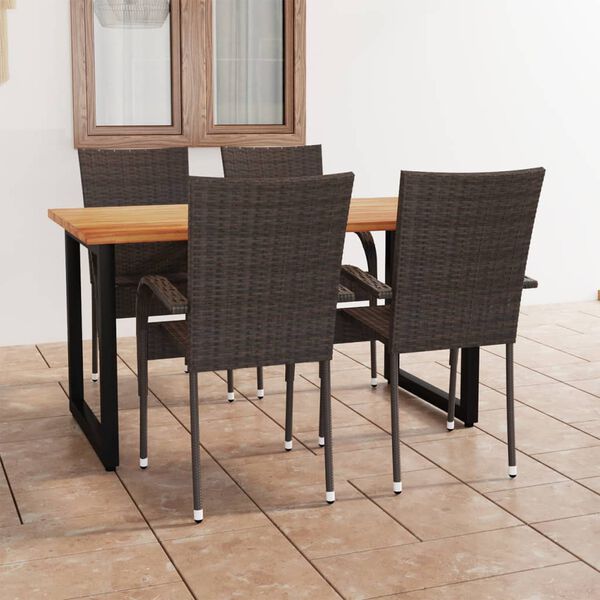 vidaXL 5-tlg. Garten-Essgruppe Poly Rattan Braun