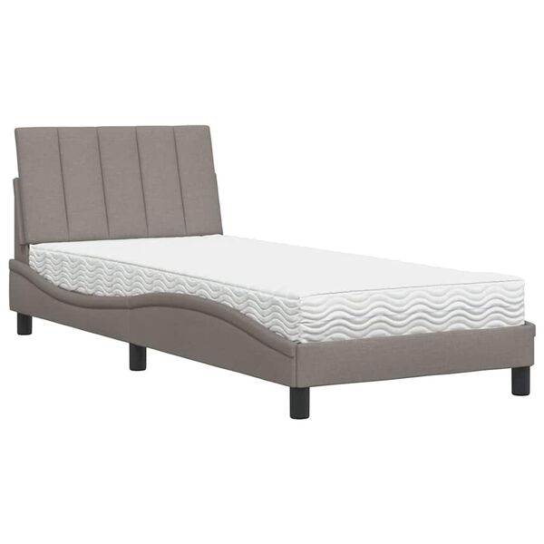 vidaXL Bett mit Matratze "Hanko" Taupe 90x200 cm Stoff