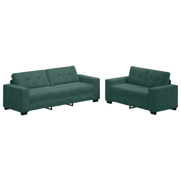 vidaXL | Sofa Set | 2 pcs Dunkelgr&uuml;n 221 x 78 x 80 cm Samt