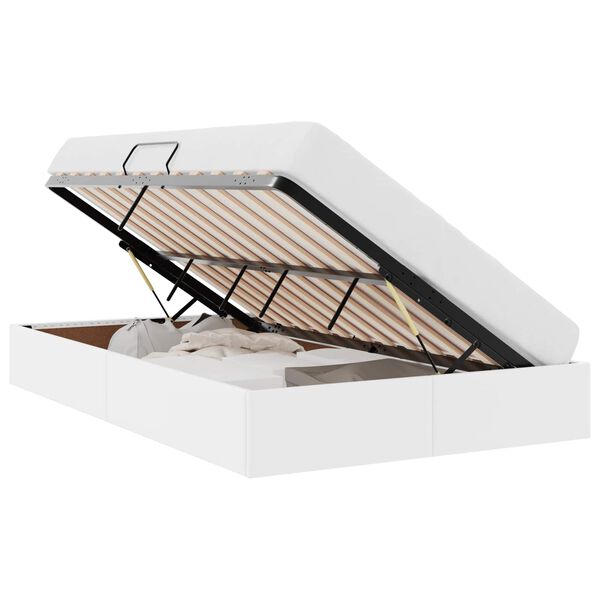 vidaXL Aufbewahrungsbett mit Matratze Reinwei&szlig; 120 x 200 cm Kunstleder