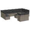 vidaXL 13-tlg. Garten-Sofagarnitur mit Kissen Grau Poly Rattan