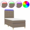vidaXL Boxspringbett mit Matratze & LED Taupe 90x200 cm Stoff