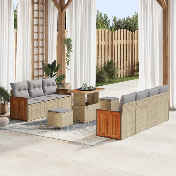 vidaXL Gartensofa-set mit Kissen 10 pcs Beige und Hellgrau