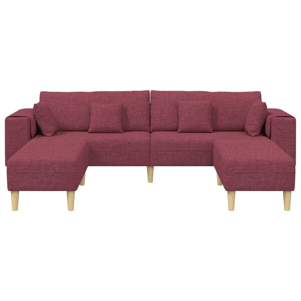 vidaXL Sofa mit Kissen 3 pcs Weinrot Stoff
