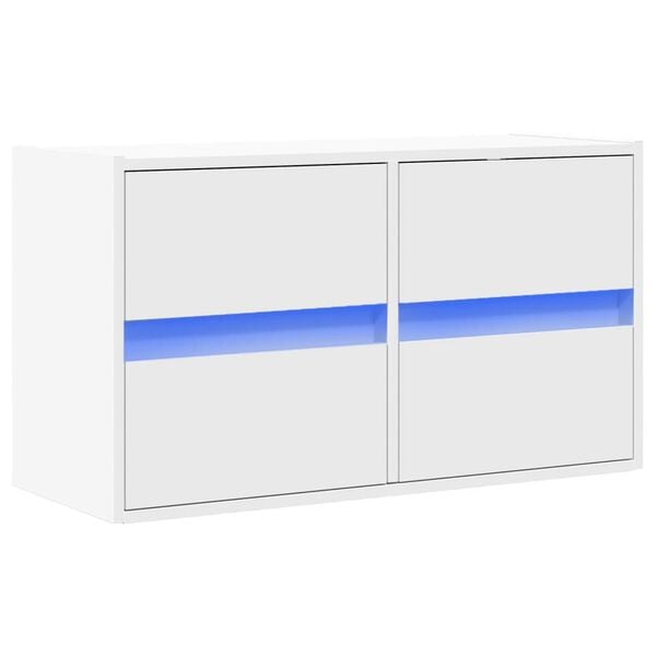 vidaXL TV-Wandschrank mit LED-Beleuchtung Wei&szlig; 80x31x45 cm