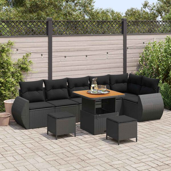 vidaXL Gartensofa-set 9 pcs Schwarz Poly-Rattan