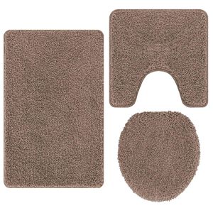 vidaXL Anti-Rutsch Badematten-Set 3 pcs Braun 50 x 50 cm PP