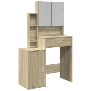 vidaXL Schminktisch mit Schrank Sonoma-Eiche 80x35x132 cm