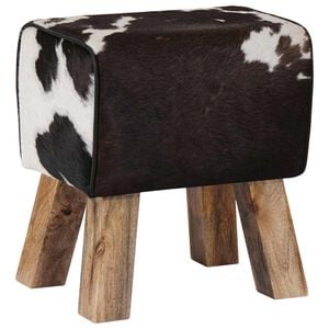 vidaXL Bank 40 x 30 x 45 cm Echtes Leder Schwarz und Wei&szlig;