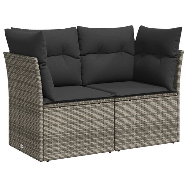 vidaXL 5-tlg. Garten-Sofagarnitur mit Kissen Grau Poly Rattan