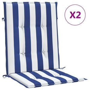 vidaXL Niedriglehner-Auflagen 2 Stk. Blau & Wei&szlig; Gestreift Stoff