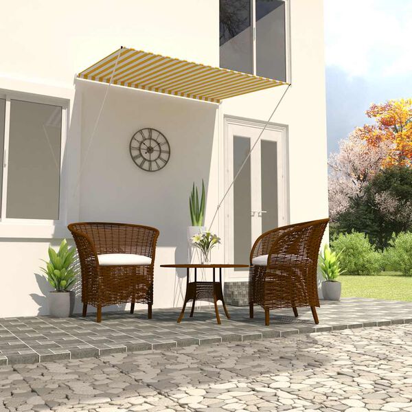 vidaXL Einziehbare Markise 150&times;150 cm Gelb und Wei&szlig;