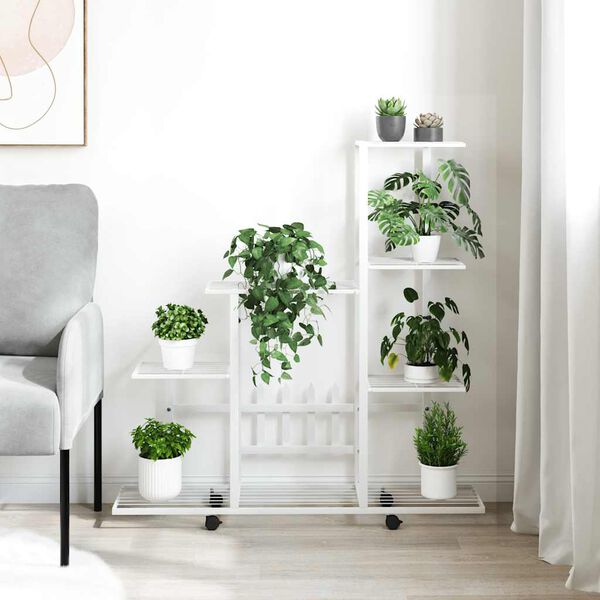 vidaXL Blumenst&auml;nder auf Rollen 94,5x25x92,5 cm Wei&szlig; Metall