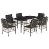 vidaXL 7-tlg. Garten-Essgruppe mit Kissen Grau Poly Rattan