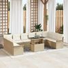 vidaXL Garten-Sofa-Set mit Kissen 11 pcs Beige Poly Rattan