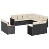 vidaXL 11-tlg. Garten-Sofagarnitur mit Kissen Schwarz Poly Rattan