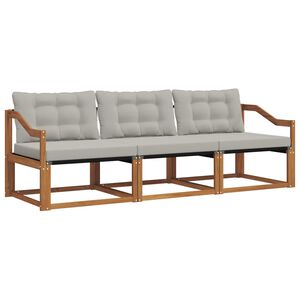 vidaXL Outdoor-Sofagarnitur 3 stk. 3-Sitzer Natur und Hellgrau