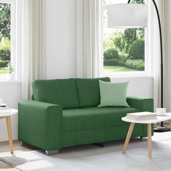 vidaXL Zweisitzer-Sofa Dunkelgr&uuml;n 160x77x82 cm Cordstoff