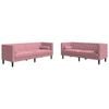 vidaXL 2-tlg. Chesterfield-Sofa-Set mit Nackenrollen Rosa Samt