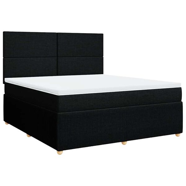 vidaXL Boxspringbett mit Matratze Schwarz 180x200 cm Stoff