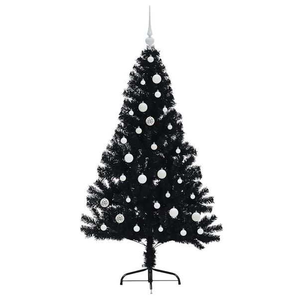 vidaXL K&uuml;nstlicher vorbeleuchteter Weihnachtsbaum Schwarz 150 cm PVC