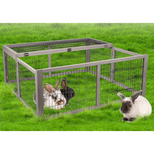 FLAMINGO Faltbarer Kaninchenstall mit 2 T&uuml;ren Mel 116x112x45 cm