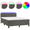 vidaXL Boxspringbett mit Matratze & LED Dunkelgrau 140x200 cm Samt