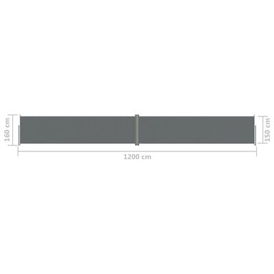 vidaXL Seitenmarkise Ausziehbar Anthrazit 160x1200 cm