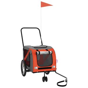 vidaXL Fahrradanh&auml;nger Hunde Orange und Grau Oxford-Gewebe und Eisen