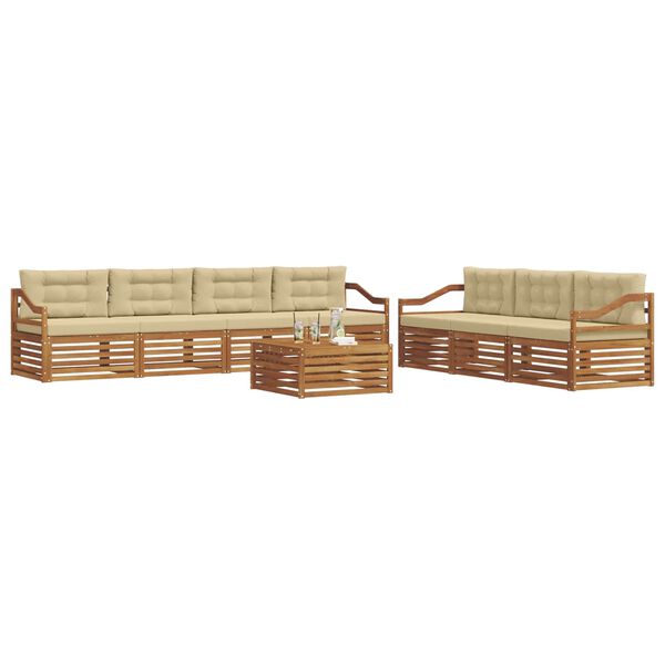 vidaXL Outdoor-Sofagarnitur mit Kissen 8 pcs Natur und Beige