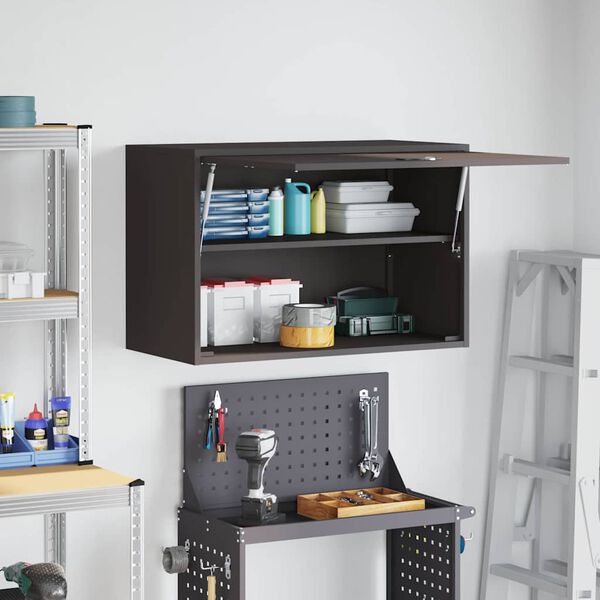 vidaXL Wandschrank f&uuml;r die Garage mit Gasdrucklift-T&uuml;r Schwarz