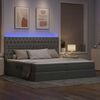 vidaXL Bett mit Stauraum und LED Hellgrau 200 x 200 cm Polyester