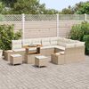 vidaXL Garten-Sofa-Set mit Kissen mit Speicher Beige Poly Rattan