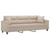 vidaXL 3-Sitzer-Sofa mit Kissen Creme 210 cm Mikrofasergewebe