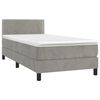 vidaXL Boxspringbett mit Matratze & LED Hellgrau 100x200 cm Samt
