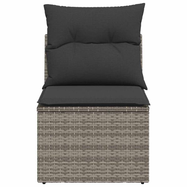 vidaXL Gartensofa ohne Armlehnen mit Kissen Grau Poly Rattan