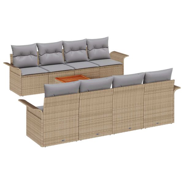 vidaXL Garten-Sofa-Set mit Kissen mit Kissen 7 pcs Beige und Hellgrau
