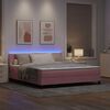 vidaXL LED Boxspringbett mit Matratze mit LED Rosa 180 x 200 cm Samt