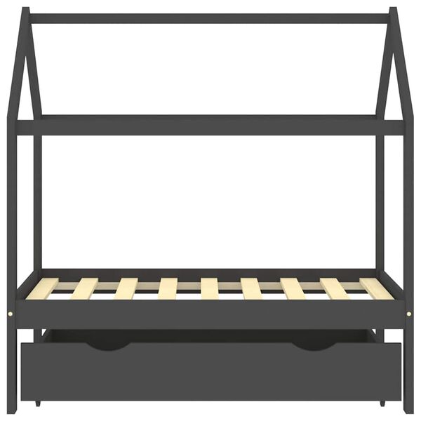 vidaXL Kinderbett mit Schublade Dunkelgrau Massivholz Kiefer 70x140 cm