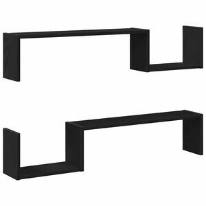 vidaXL Wandregal mit Regal 2 pcs Schwarz Eichen-Optik 100 x 15 x 20 cm